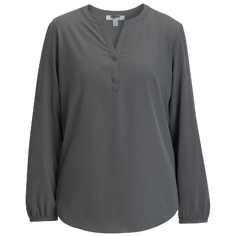 Edwards Women's Charcoal Open V-Neck Blouse