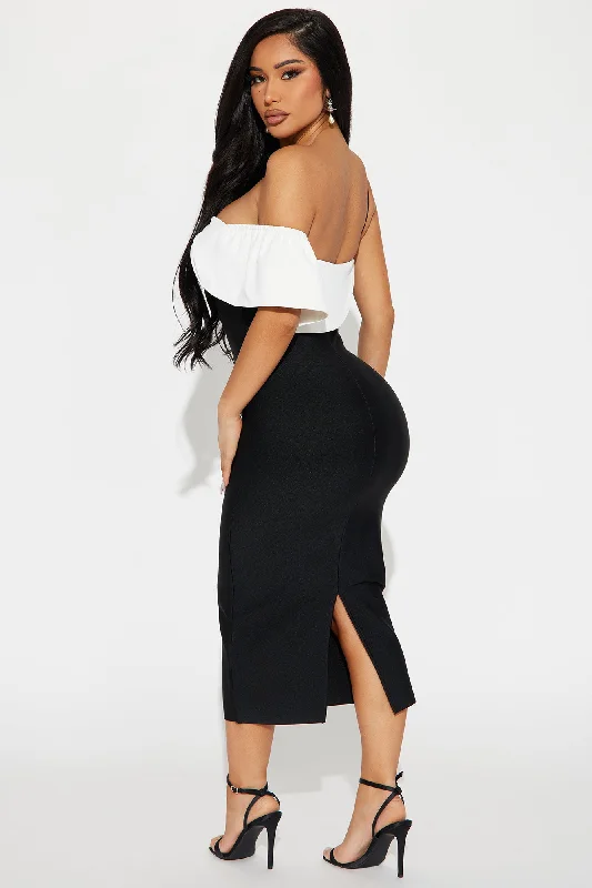 Allison Bandage Midi Dress - Black/White