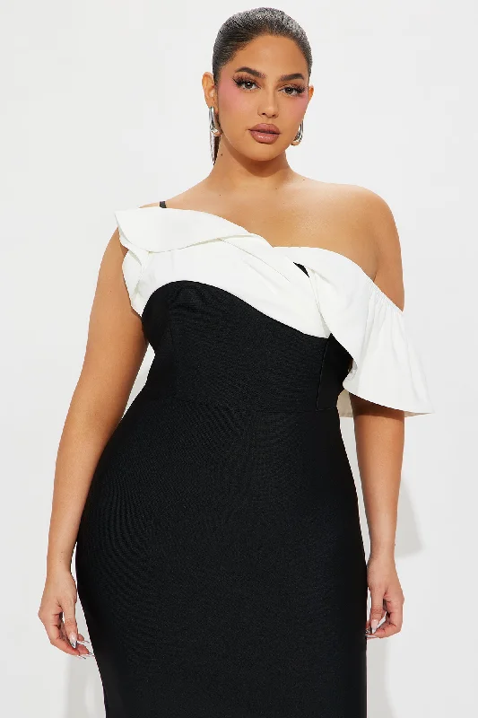 Allison Bandage Midi Dress - Black/White