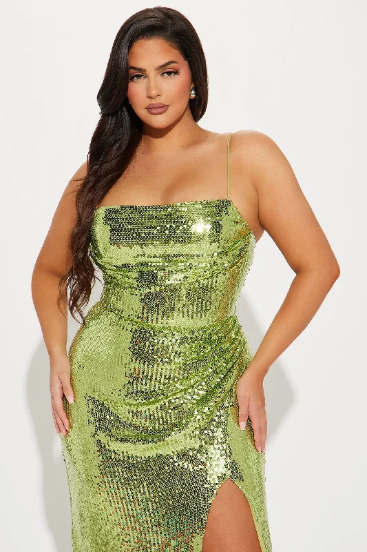 Belle Sequin Gown - Chartreuse