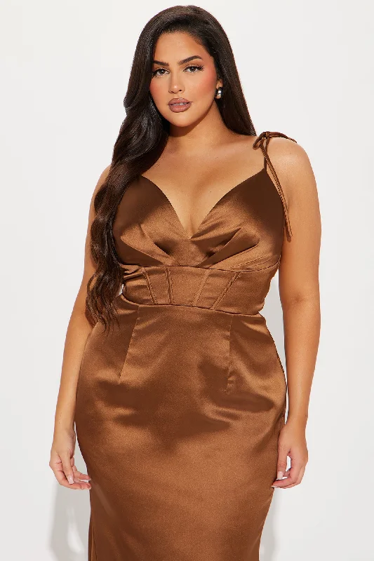 Bernadette Satin Gown - Chocolate