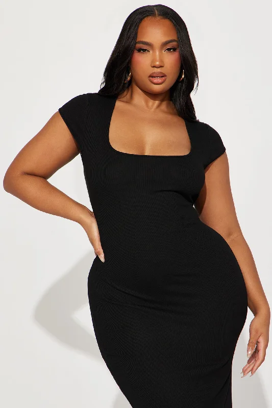 Brealle Rib Midi Dress - Black