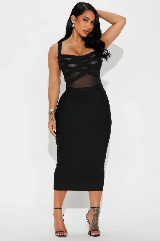 Cassidy Bandage Midi Dress - Black