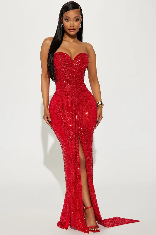 Celeste Sequin Maxi Dress - Red