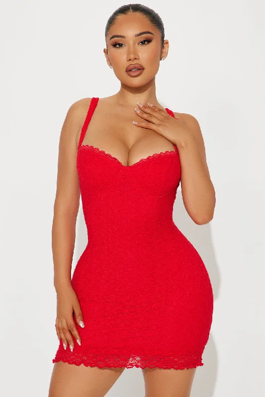 Cleo Lace Micro Mini Dress - Red