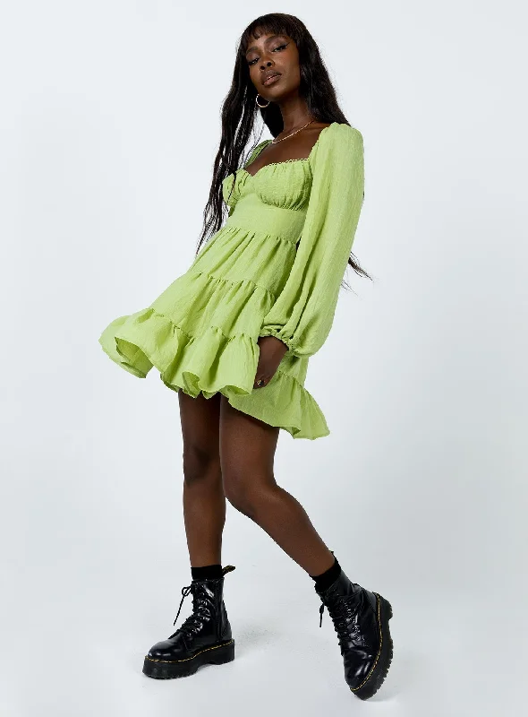 Danny Long Sleeve Mini Dress Green