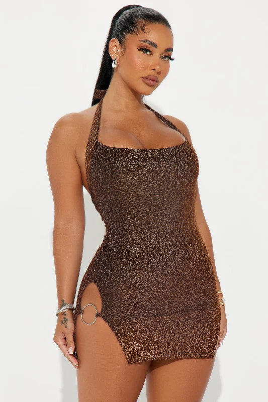 Dipped In Glamour Metallic Mini Dress - Gold