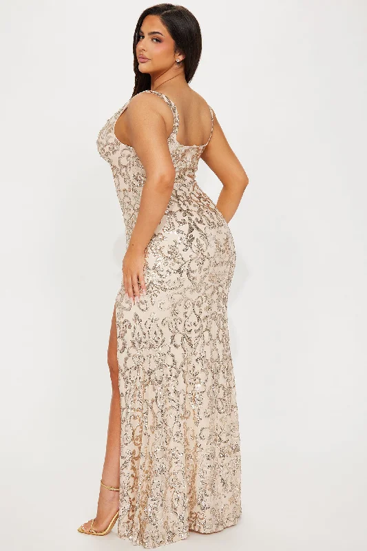 Erin Corset Sequin Gown - Champagne