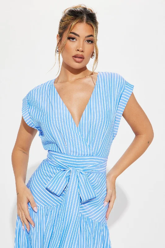 Evelyn Striped Maxi Dress - Blue/combo