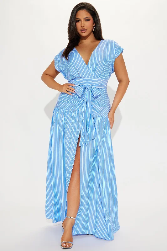 Evelyn Striped Maxi Dress - Blue/combo