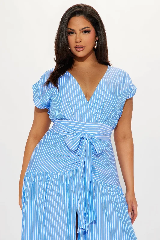 Evelyn Striped Maxi Dress - Blue/combo