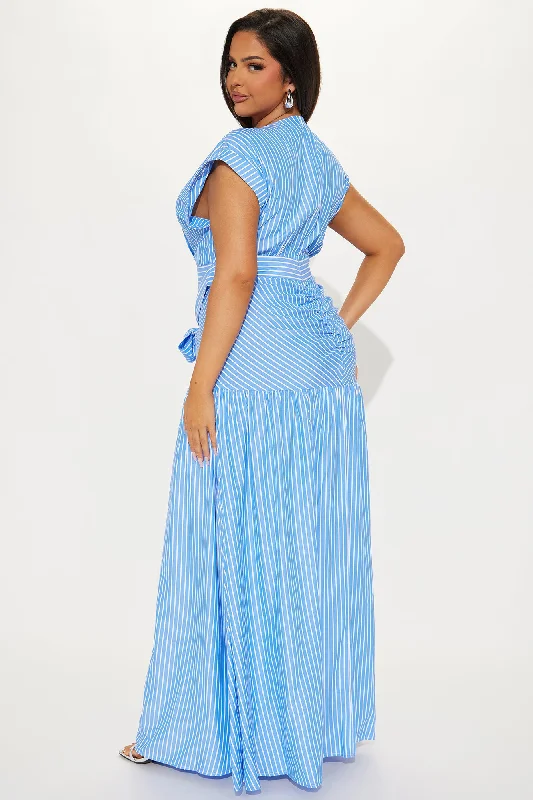 Evelyn Striped Maxi Dress - Blue/combo