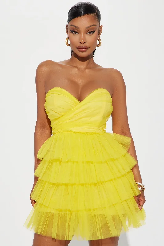 Fleur Tulle Mini Dress - Yellow