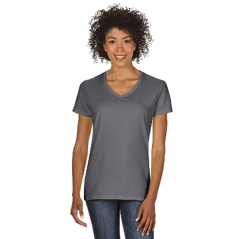 Gildan Women's Charcoal 5.3 oz. V-Neck T-Shirt