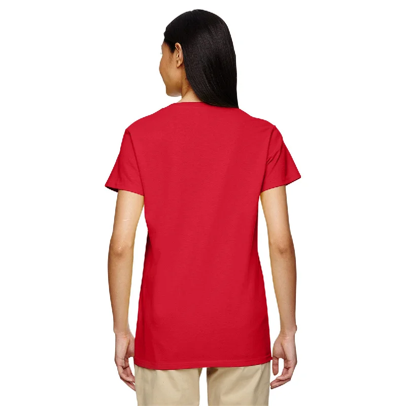 Gildan Women's Red 5.3 oz. V-Neck T-Shirt