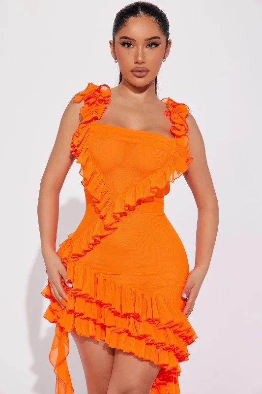 Gabrielle Ruffled Mini Dress - Orange