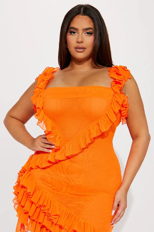 Gabrielle Ruffled Mini Dress - Orange