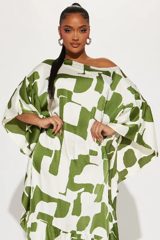 Georgia Abstract Maxi Dress - Olive/combo