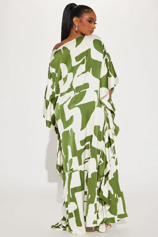 Georgia Abstract Maxi Dress - Olive/combo