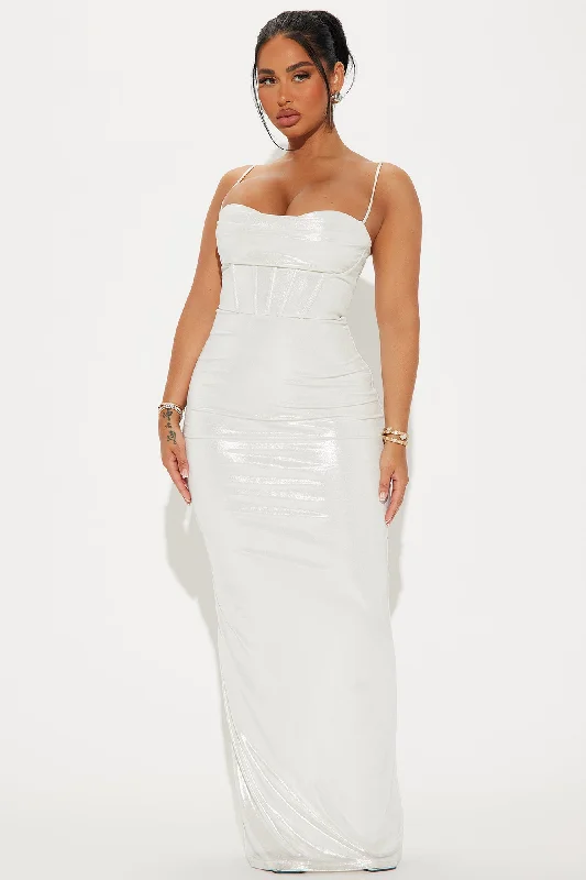 Georgia Metallic Maxi Dress - White