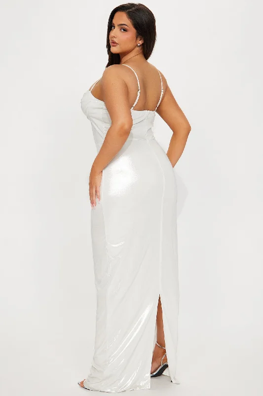 Georgia Metallic Maxi Dress - White