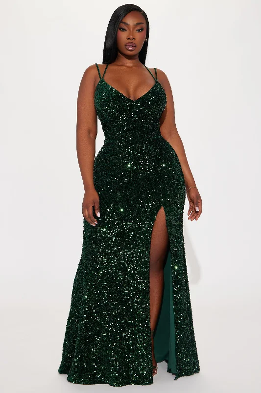 Giselle Velvet Sequin Gown - Hunter