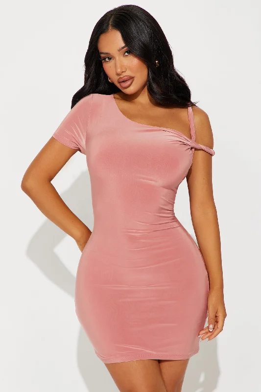 Olympia Twist Mini Dress - Mauve