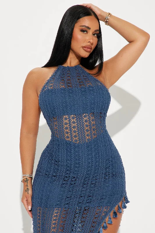 Havanna Crochet Maxi Dress - Navy