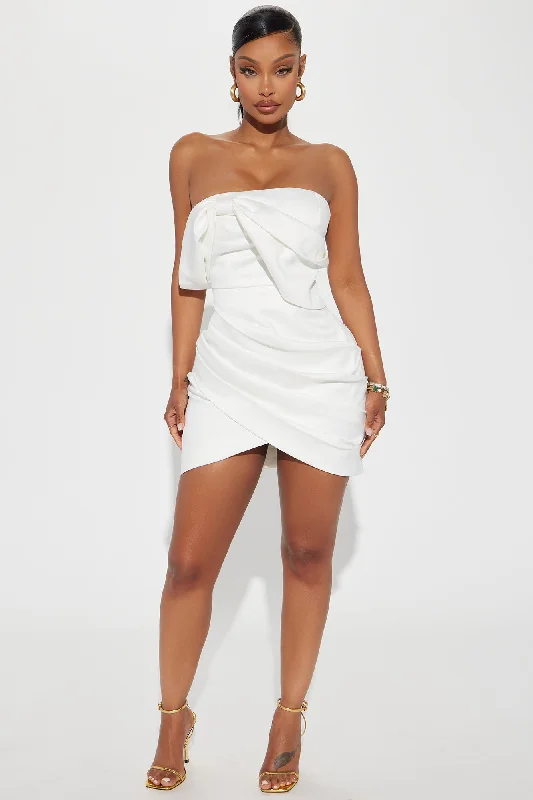 Having My Way Satin Mini Dress - White