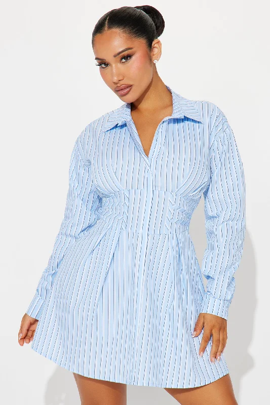 Hope Collared Mini Dress - Light Blue