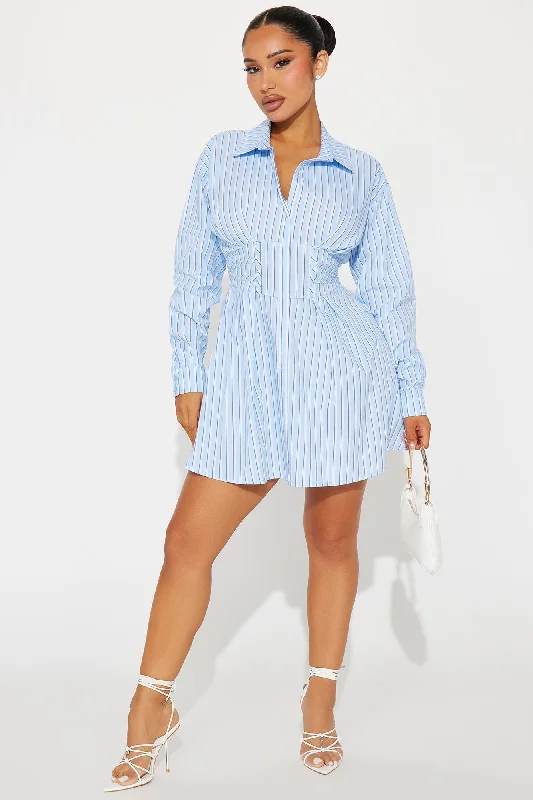 Hope Collared Mini Dress - Light Blue