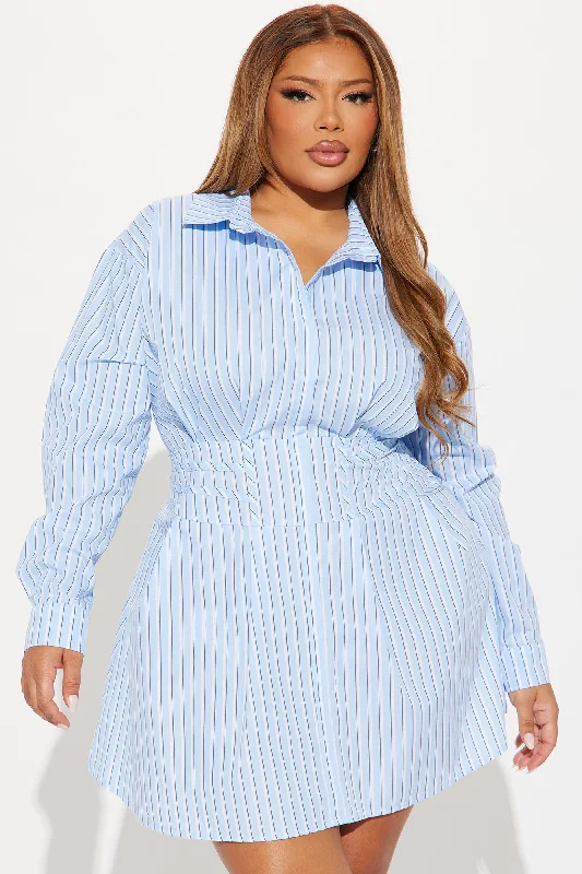 Hope Collared Mini Dress - Light Blue