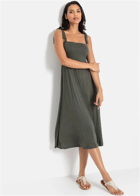 Tie strap midi dress - Olive