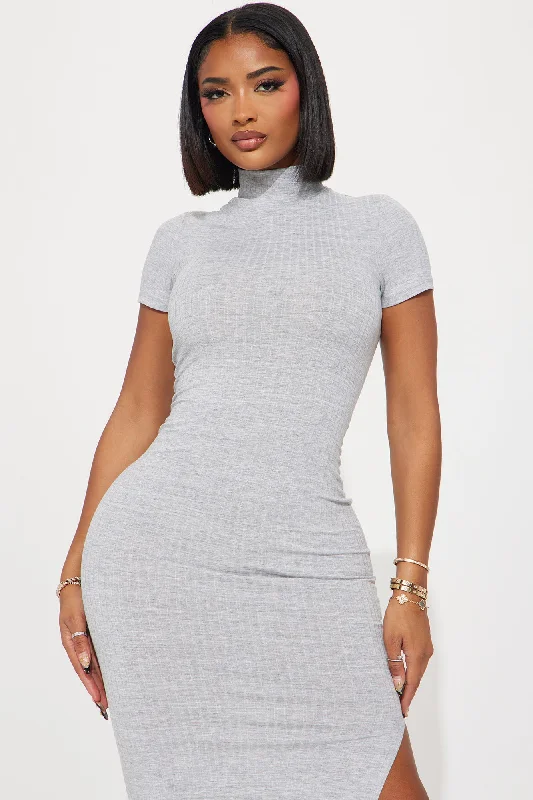 Karissa Ribbed Maxi Dress - Heather Grey