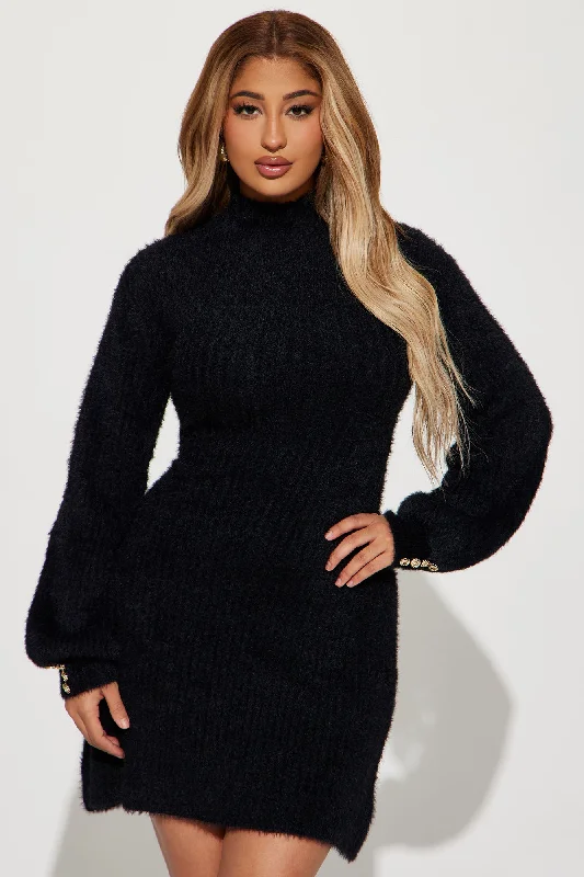 Kaylee Sweater Midi Dress - Black