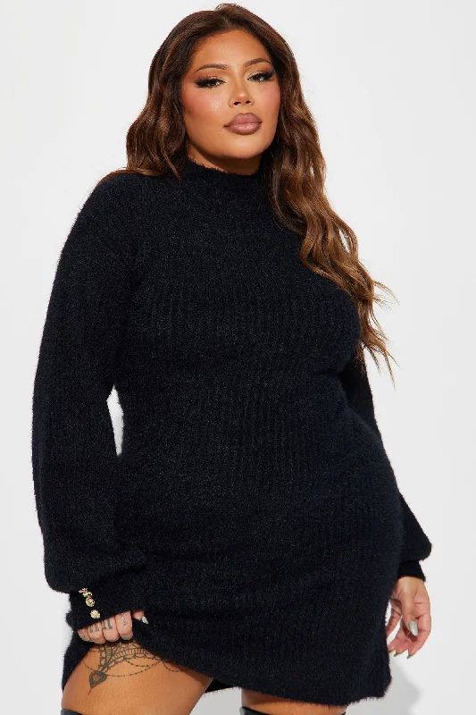 Kaylee Sweater Midi Dress - Black