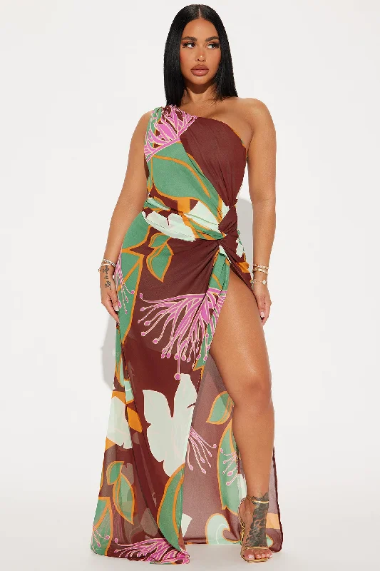 Living Tropical Maxi Dress - Chocolate/Combo