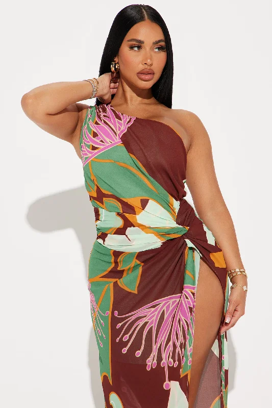 Living Tropical Maxi Dress - Chocolate/Combo