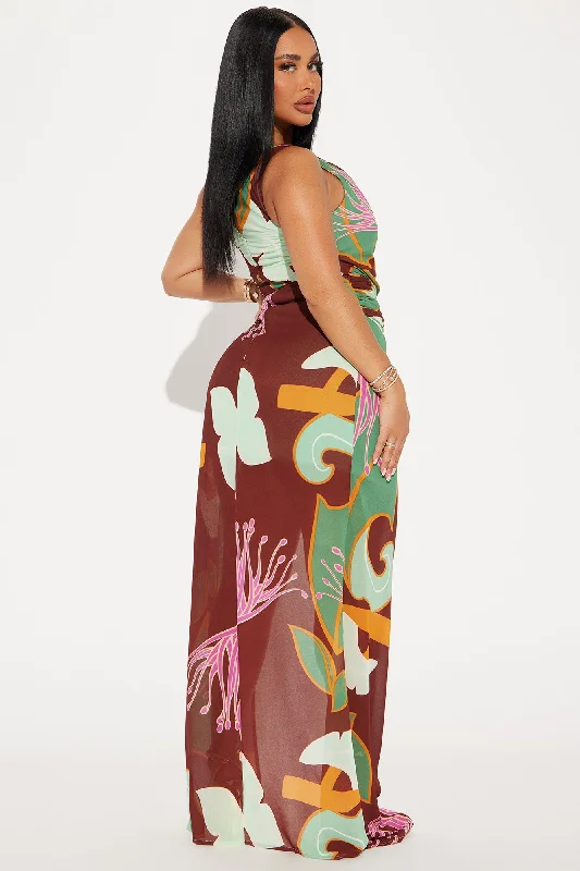 Living Tropical Maxi Dress - Chocolate/Combo