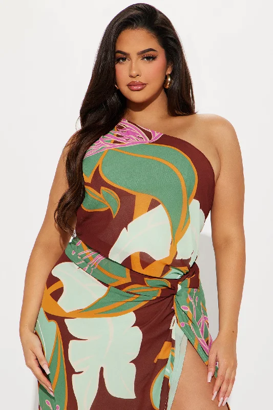 Living Tropical Maxi Dress - Chocolate/Combo