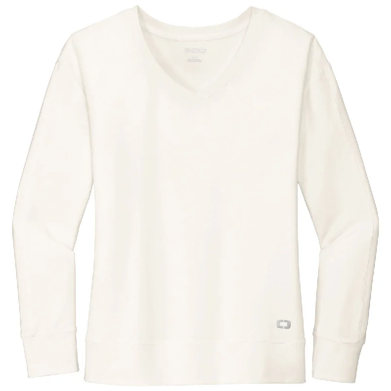 OGIO Women's Ivory Snow Luuma Flex Long Sleeve V-Neck