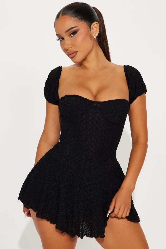 Mia Textured Micro Mini Dress - Black