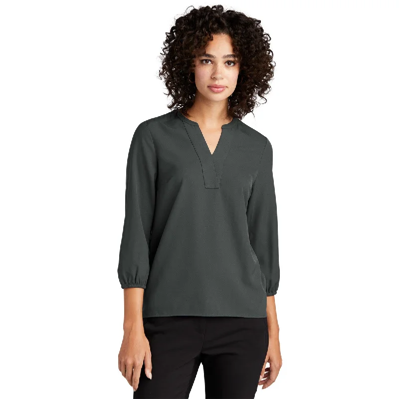 Mercer+Mettle Women's Anchor Grey Stretch Crepe 3/4 Sleeve Blouse