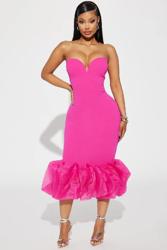 Monte Carlo Nights Midi Dress - Fuchsia