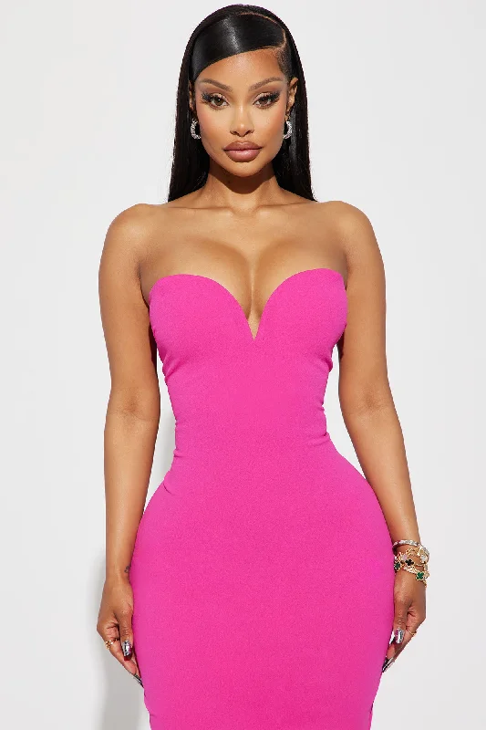 Monte Carlo Nights Midi Dress - Fuchsia