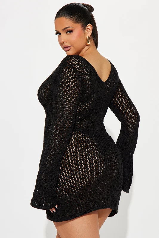 Oh So Crochet Mini Dress - Black