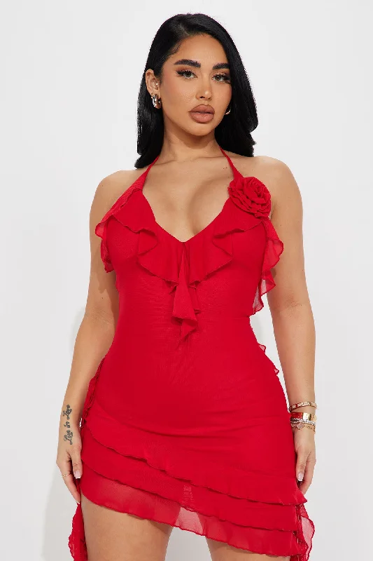 Paris Life Mesh Mini Dress - Red