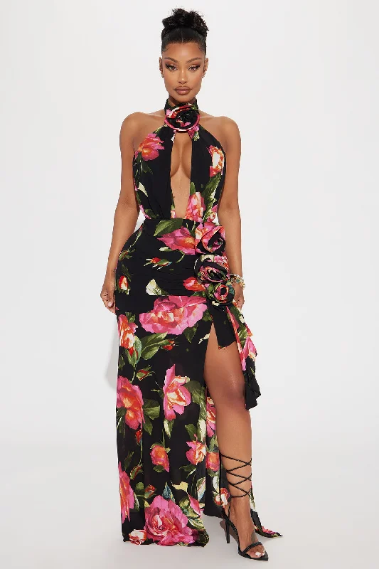 Pick Me Chiffon Maxi Dres - Black/combo