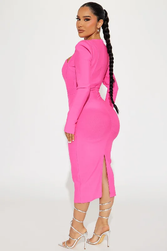 Polly Bandage Midi Dress - Hot Pink