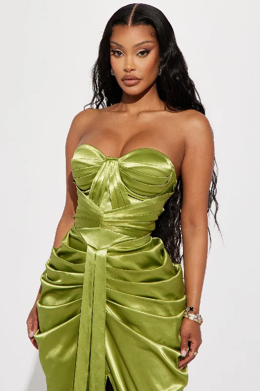 Rebeka Satin Maxi Dress - Green